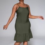 Olive Strappy Tiered Dress