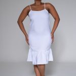 Optical White Strappy Tiered Dress
