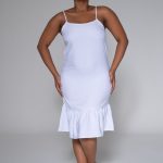 Optical White Strappy Tiered Dress