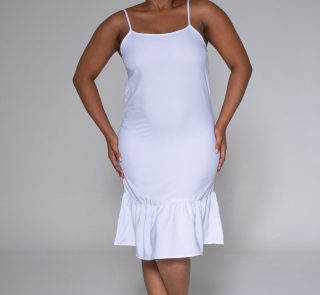 Optical White Strappy Tiered Dress