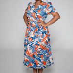 Plus Size Foil Print Dress