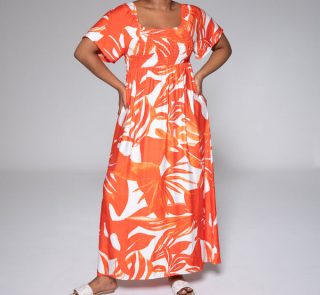 Printed Short Sleeve Dress